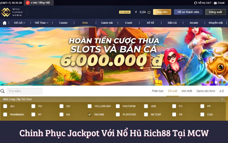 Chinh Phục Jackpot Với Nổ Hũ Rich88 Tại MCW