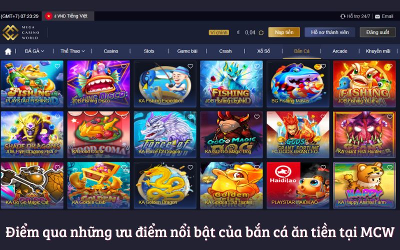 Điểm qua những ưu điểm nổi bật của bắn cá ăn tiền tại MCW