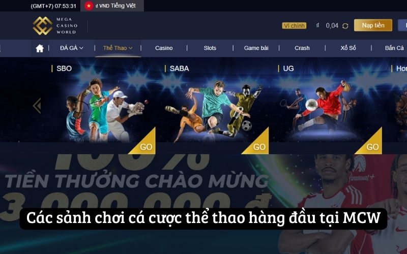 Các sảnh chơi cá cược thể thao hàng đầu tại MCW