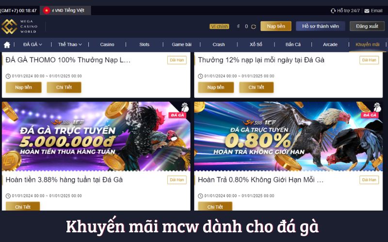 Khuyến mãi mcw dành cho đá gà Khuyến mãi mcw dành cho đá gà