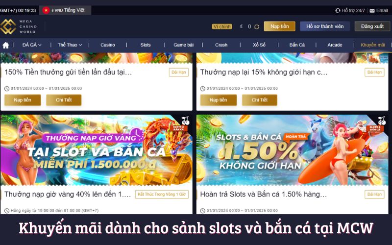 Khuyến mãi dành cho sảnh slots và bắn cá tại MCW Khuyến mãi dành cho sảnh slots và bắn cá tại MCW