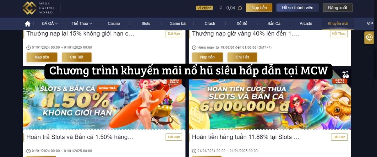 Chương trình khuyến mãi nổ hũ siêu hấp dẫn tại MCW