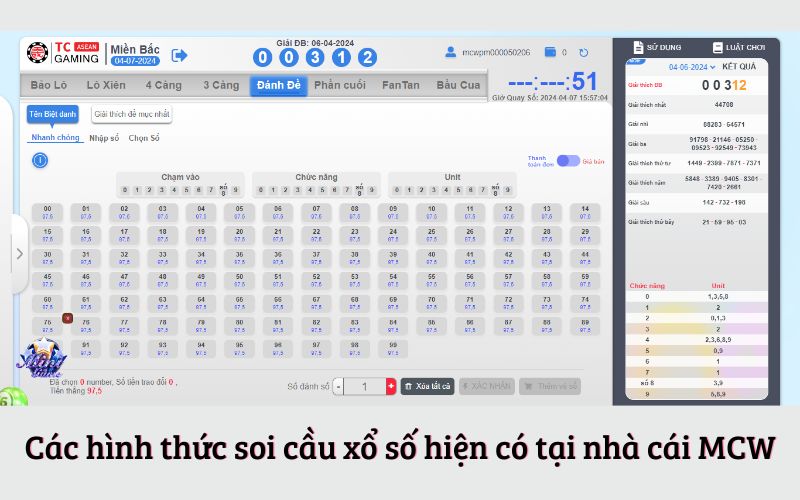 Các hình thức soi cầu xổ số hiện có tại nhà cái MCW