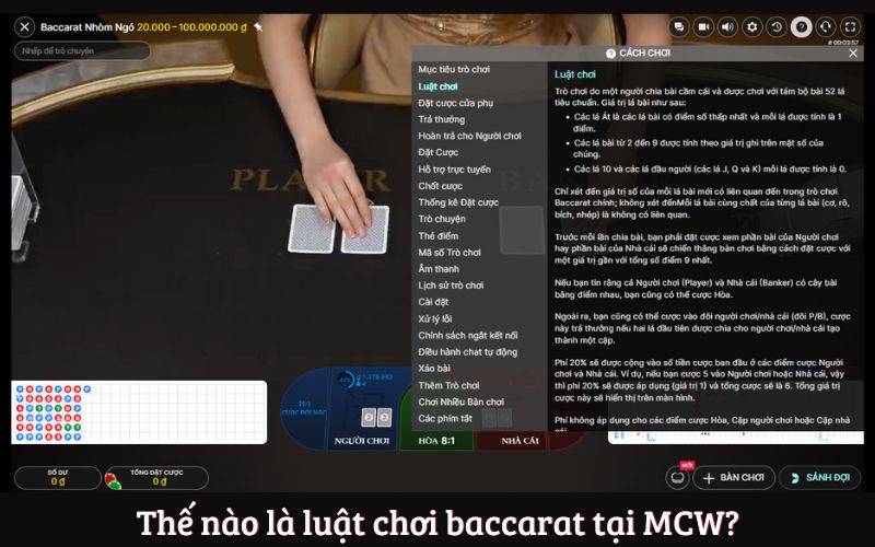 Tổng Quan Về Luật Chơi Baccarat Tại Nhà Cái MCW