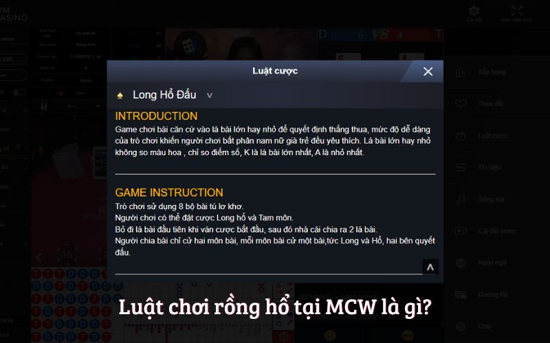 Tìm Hiểu Chi Tiết Về Luật Chơi Rồng Hổ Tại Nhà Cái MCW