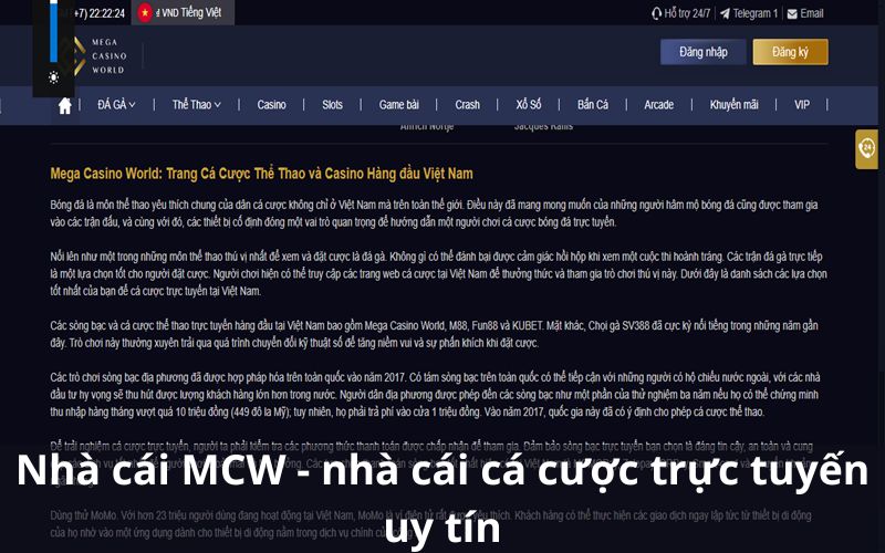 Nhà cái MCW – nhà cái cá cược trực tuyến uy tín