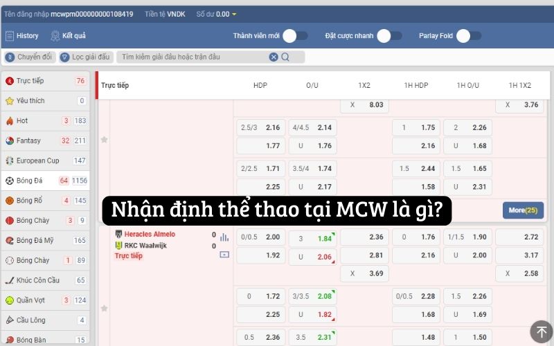 Nhận Định Thể Thao Hấp Dẫn Tại Nhà Cái MCW
